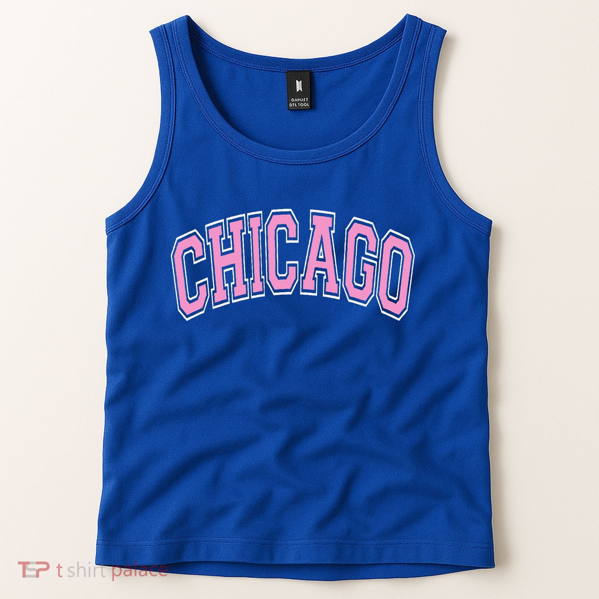 Chicago Illinois IL Varsity Style Pink Text Tank Top