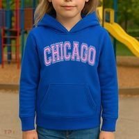 Chicago Illinois IL Varsity Style Pink Text Kids Hoodie thumb 3