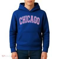 Chicago Illinois IL Varsity Style Pink Text Kids Hoodie thumb 4