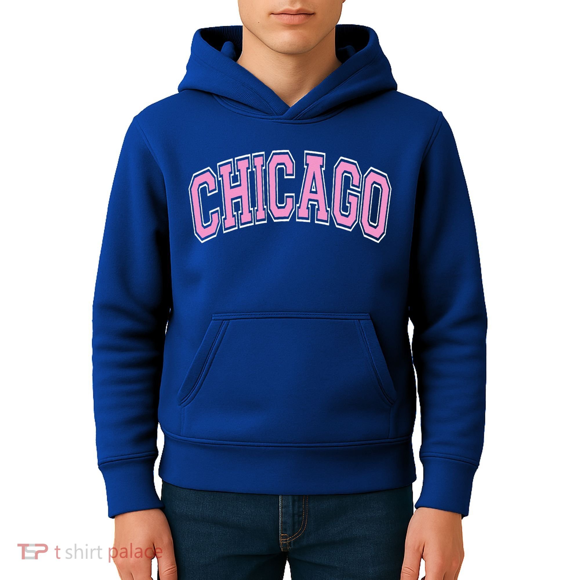 Chicago Illinois IL Varsity Style Pink Text Kids Hoodie