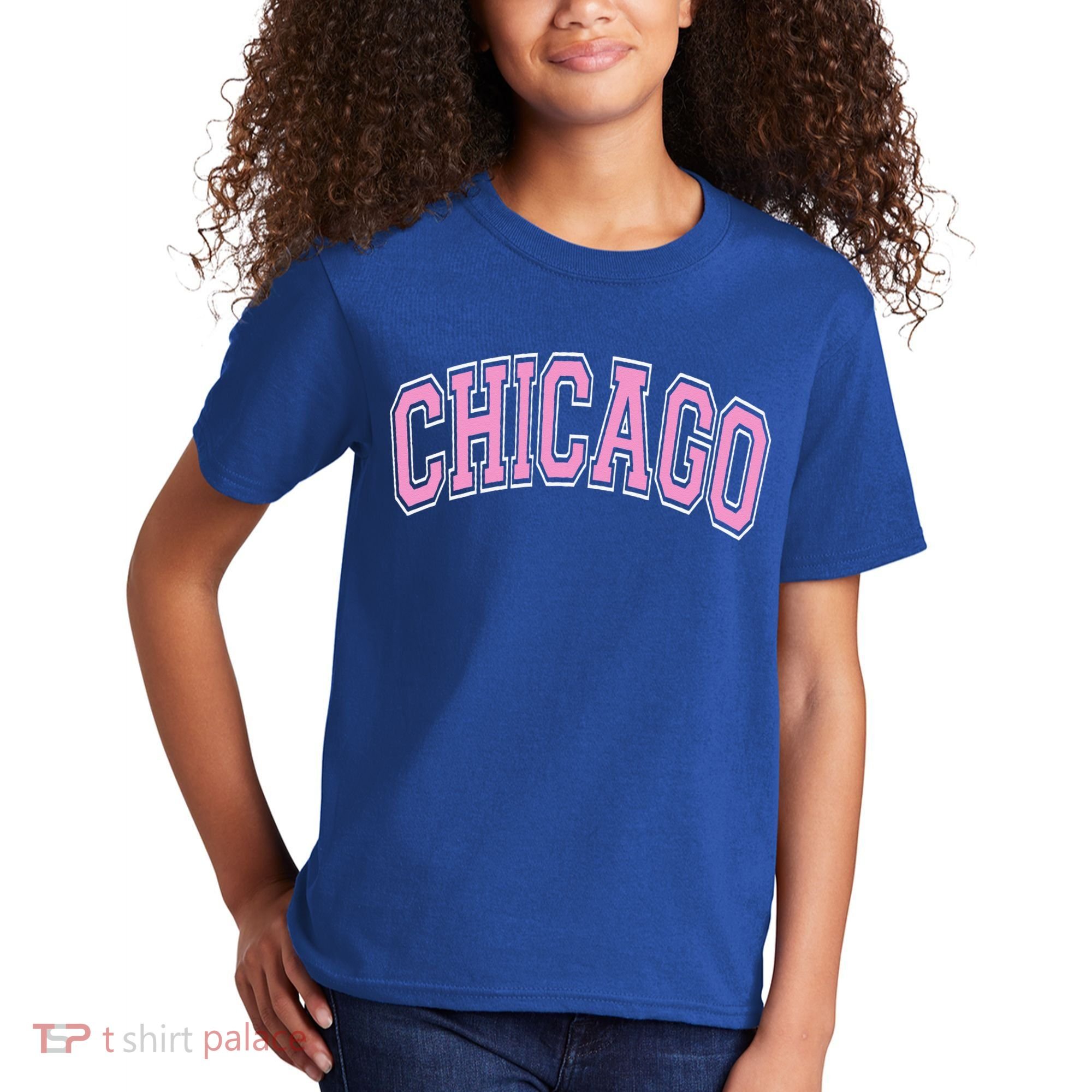 Chicago Illinois IL Varsity Style Pink Text Kids T-Shirt