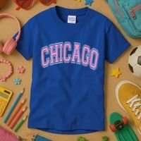 Chicago Illinois IL Varsity Style Pink Text Kids T-Shirt thumb 3