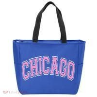 Chicago Illinois IL Varsity Style Pink Text Tote Bag thumb 0