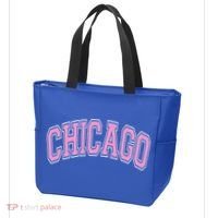 Chicago Illinois IL Varsity Style Pink Text Tote Bag thumb 3