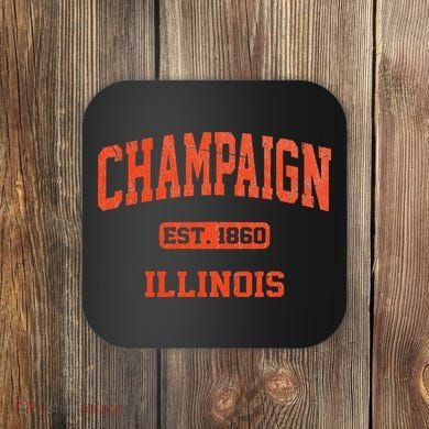 Champaign Illinois IL Vintage State Athletic Style Coaster