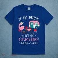 Camper If IM Drunk ItS My Camping Friends Fault Flamingo Great Gift T-Shirt thumb 5