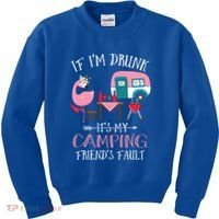 Camper If IM Drunk ItS My Camping Friends Fault Flamingo Great Gift Kids Sweatshirt thumb 0