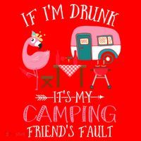 Camper If IM Drunk ItS My Camping Friends Fault Flamingo Great Gift Santa Hat thumb 1