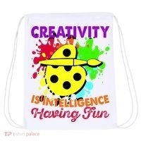 Creativity Is Intelligence Having Fun Drawstring Bag thumb 0