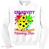 Creativity Is Intelligence Having Fun Kids Sweatshirt thumb 0