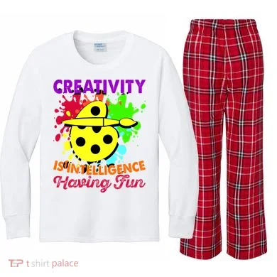 Creativity Is Intelligence Having Fun Kids Long Sleeve Plaid Pajama Set