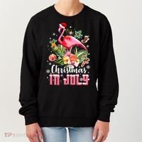 Christmas In July Cool Gift Pink Flamingo Gift Women's Sweatshirt thumb 0
