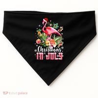Christmas In July Cool Gift Pink Flamingo Gift USA-Made Doggie Bandana thumb 0