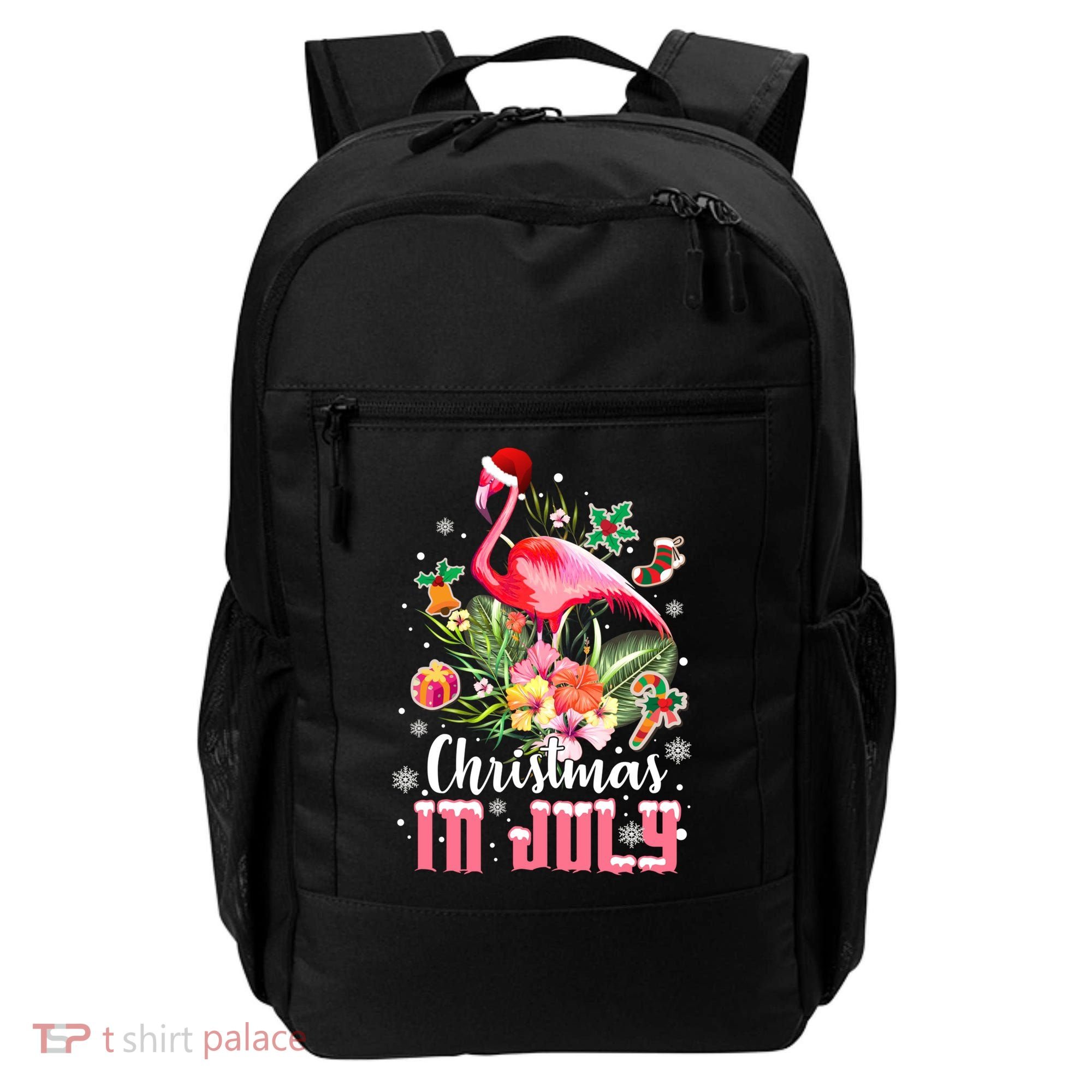Christmas In July Cool Gift Pink Flamingo Gift Backpack