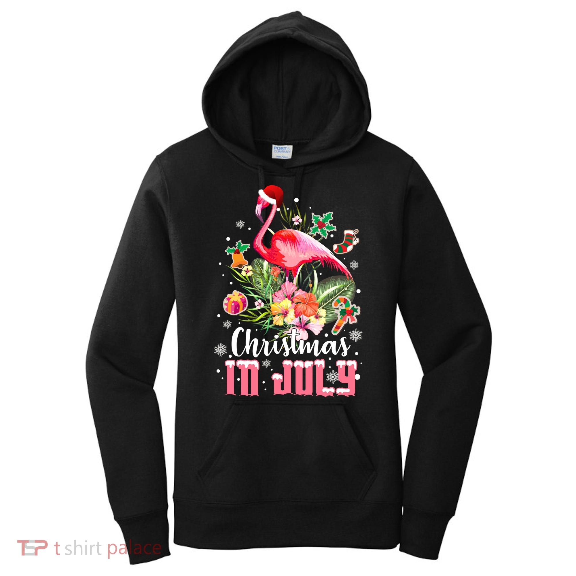 Christmas In July Cool Gift Pink Flamingo Gift Women's Hoodie