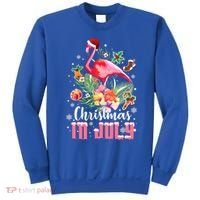 Christmas In July Cool Gift Pink Flamingo Gift Sweatshirt thumb 0