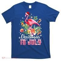 Christmas In July Cool Gift Pink Flamingo Gift T-Shirt thumb 0