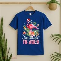 Christmas In July Cool Gift Pink Flamingo Gift T-Shirt thumb 2