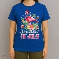 Christmas In July Cool Gift Pink Flamingo Gift T-Shirt thumb 4