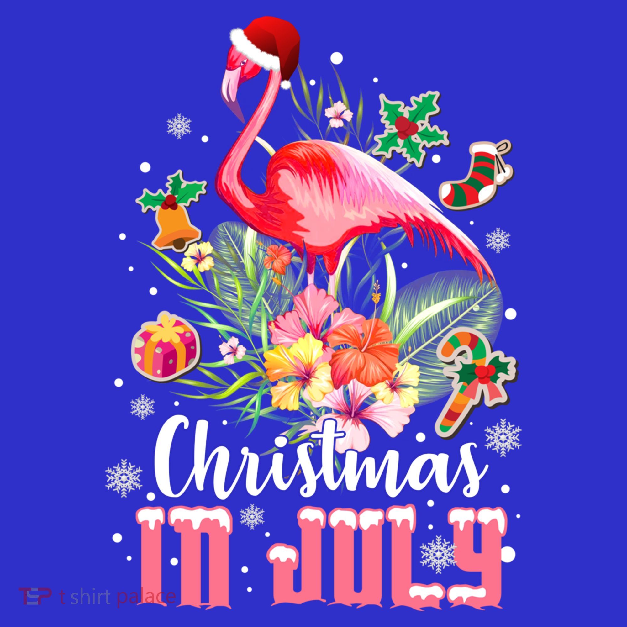 Christmas In July Cool Gift Pink Flamingo Gift T-Shirt