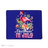 Christmas In July Cool Gift Pink Flamingo Gift Mousepad thumb 0