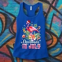 Christmas In July Cool Gift Pink Flamingo Gift Women's Tank Top thumb 3