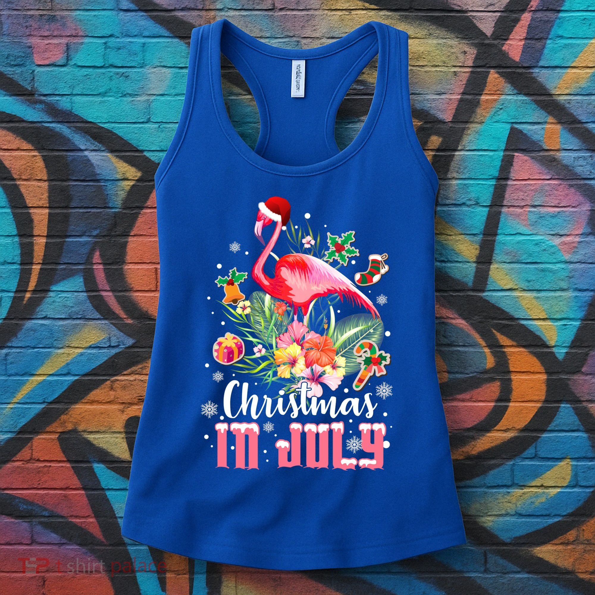 Christmas In July Cool Gift Pink Flamingo Gift Women's Tank Top