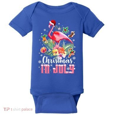 Christmas In July Cool Gift Pink Flamingo Gift Baby Bodysuit