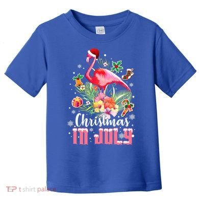 Christmas In July Cool Gift Pink Flamingo Gift Toddler T-Shirt