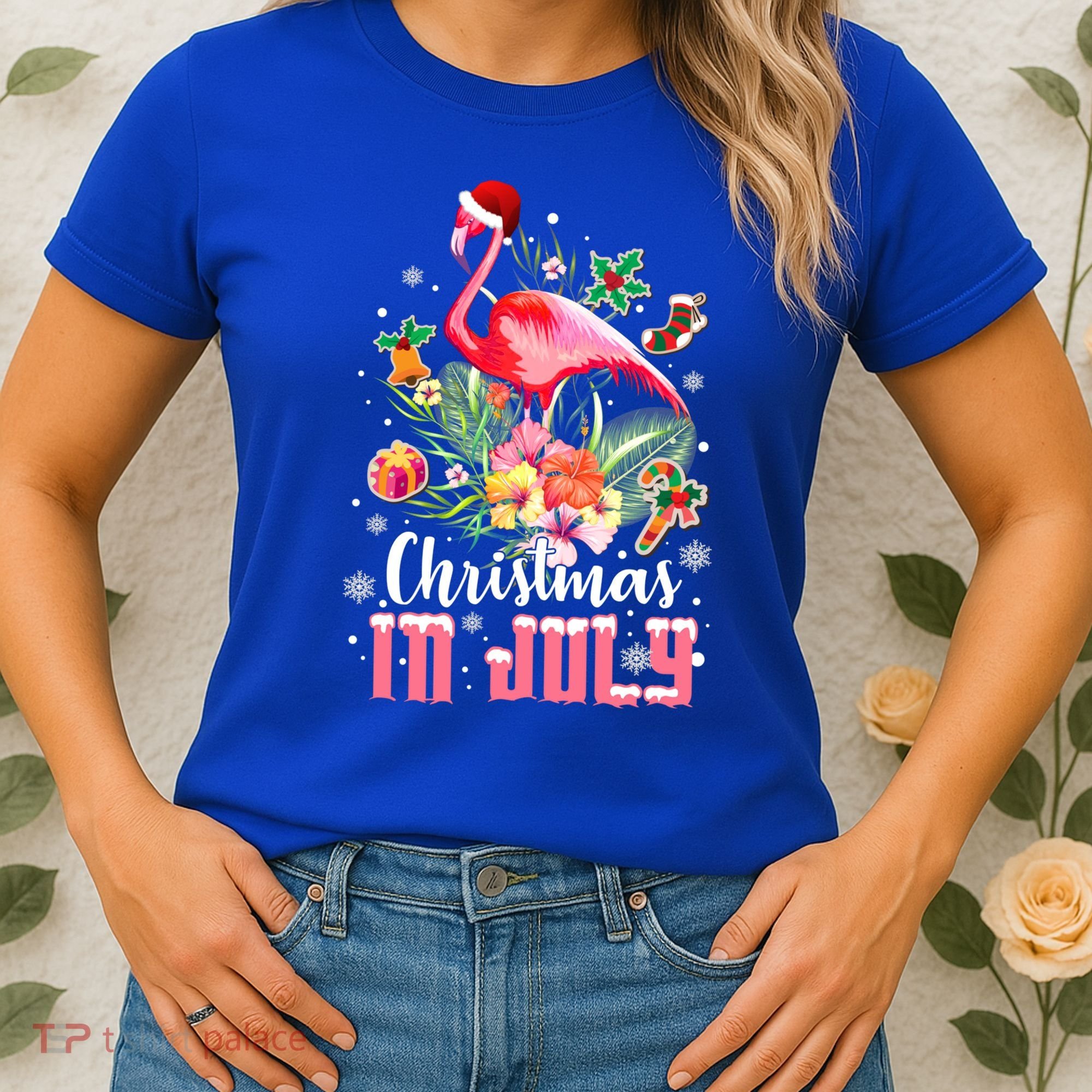Christmas In July Cool Gift Pink Flamingo Gift Women's T-Shirt