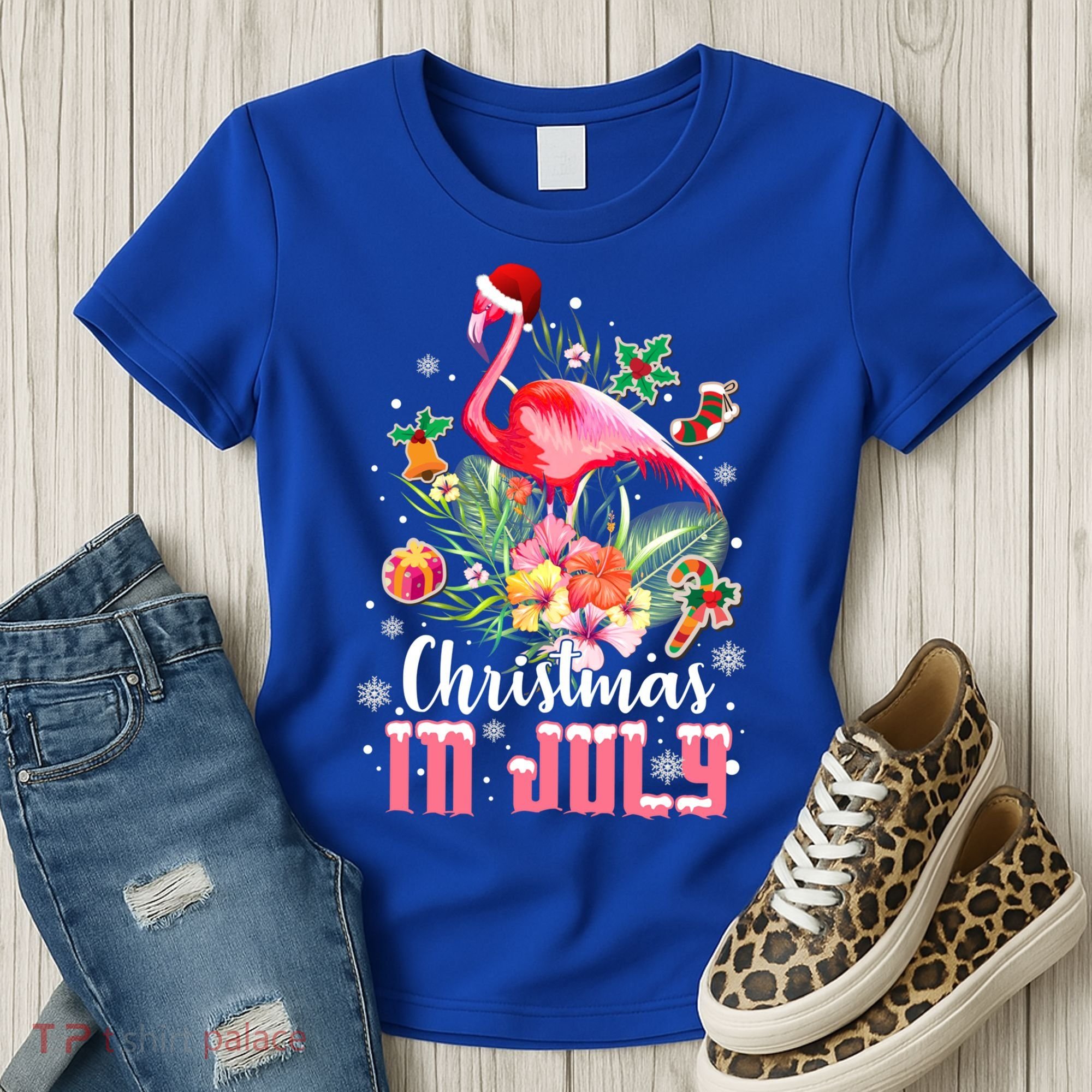 Christmas In July Cool Gift Pink Flamingo Gift Women's T-Shirt