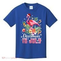 Christmas In July Cool Gift Pink Flamingo Gift Kids T-Shirt thumb 0
