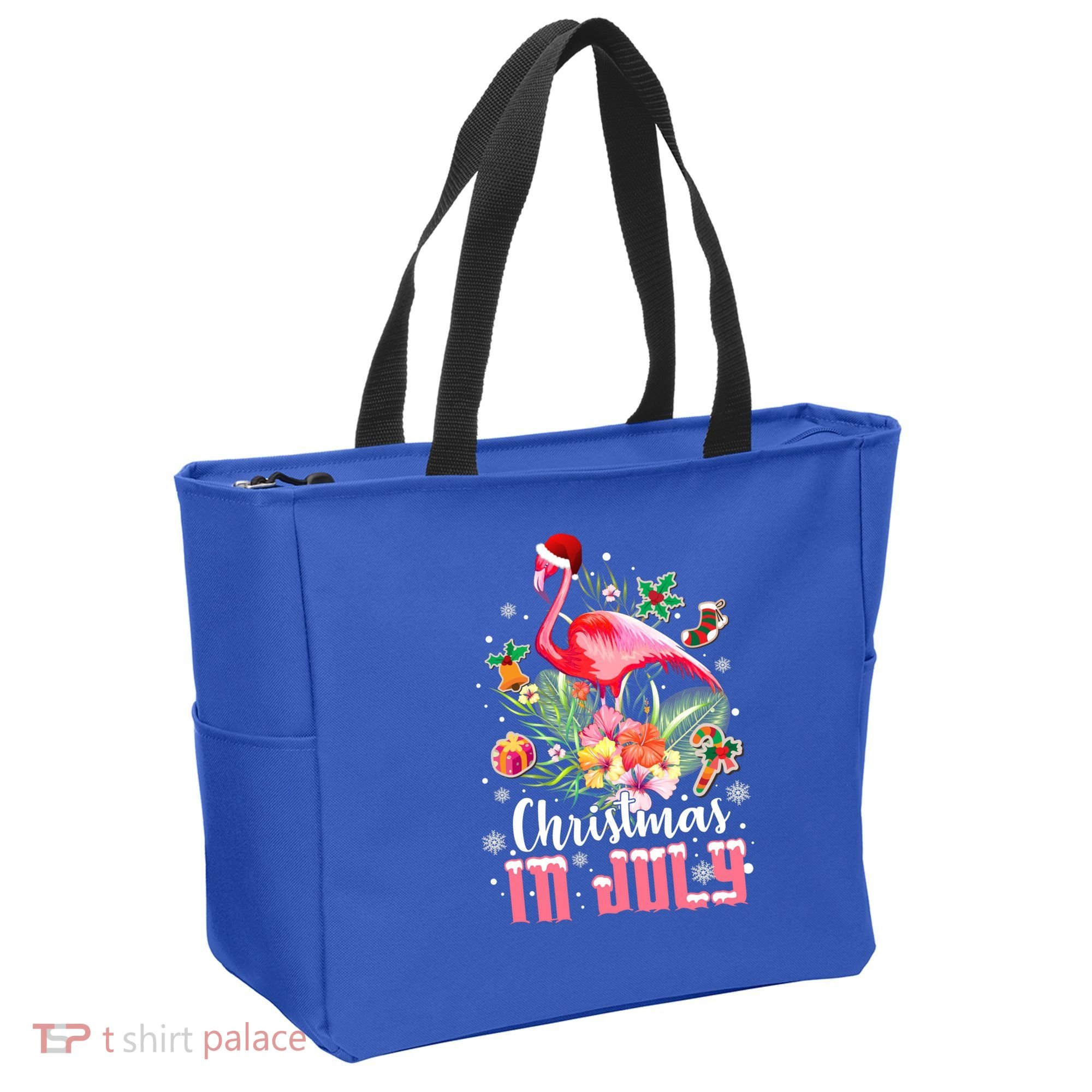 Christmas In July Cool Gift Pink Flamingo Gift Tote Bag