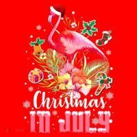 Christmas In July Cool Gift Pink Flamingo Gift Santa Hat thumb 1