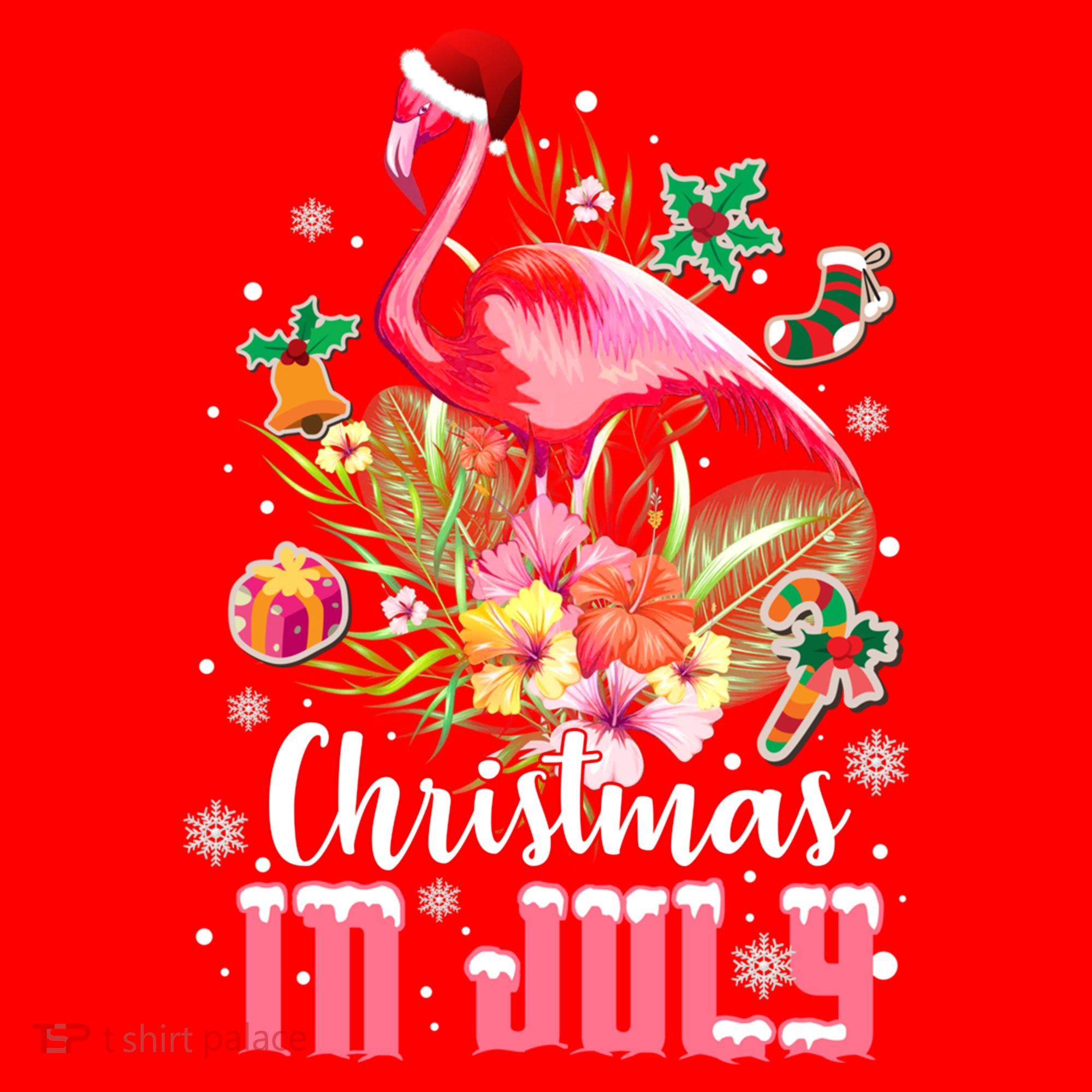 Christmas In July Cool Gift Pink Flamingo Gift Santa Hat
