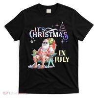 Christmas In July Santa Beach Summer Float Xmas Funny Christmas In July Shirts T-Shirt thumb 0