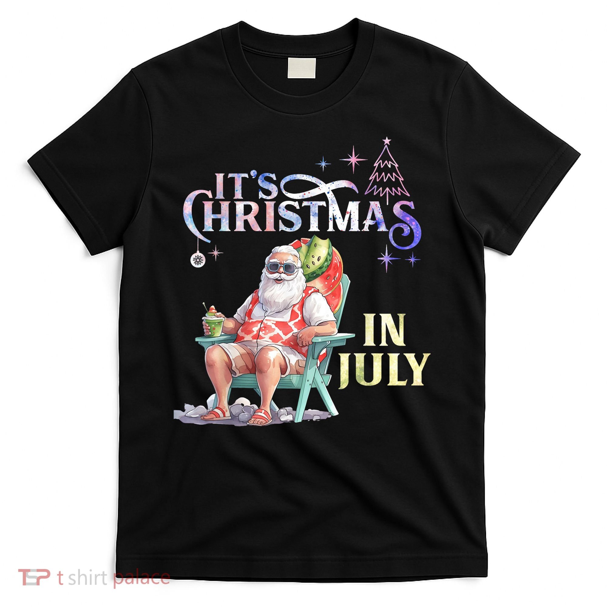 Christmas In July Santa Beach Summer Float Xmas Funny Christmas In July Shirts T-Shirt