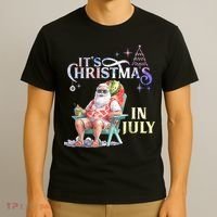 Christmas In July Santa Beach Summer Float Xmas Funny Christmas In July Shirts T-Shirt thumb 3