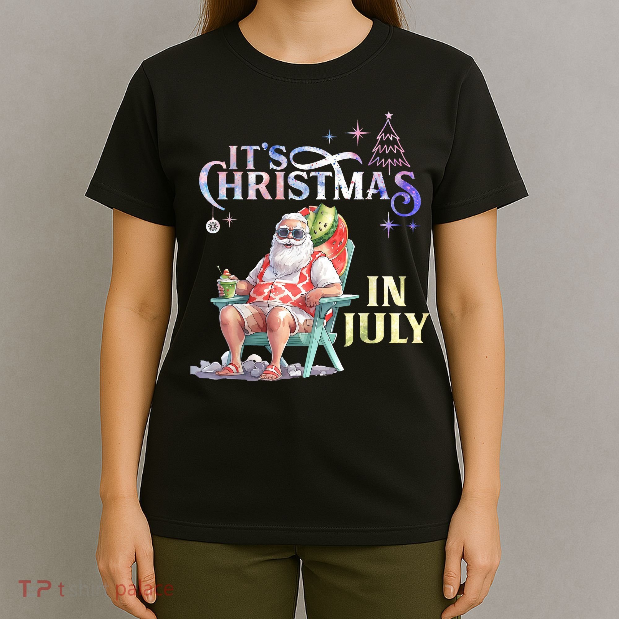 Christmas In July Santa Beach Summer Float Xmas Funny Christmas In July Shirts T-Shirt