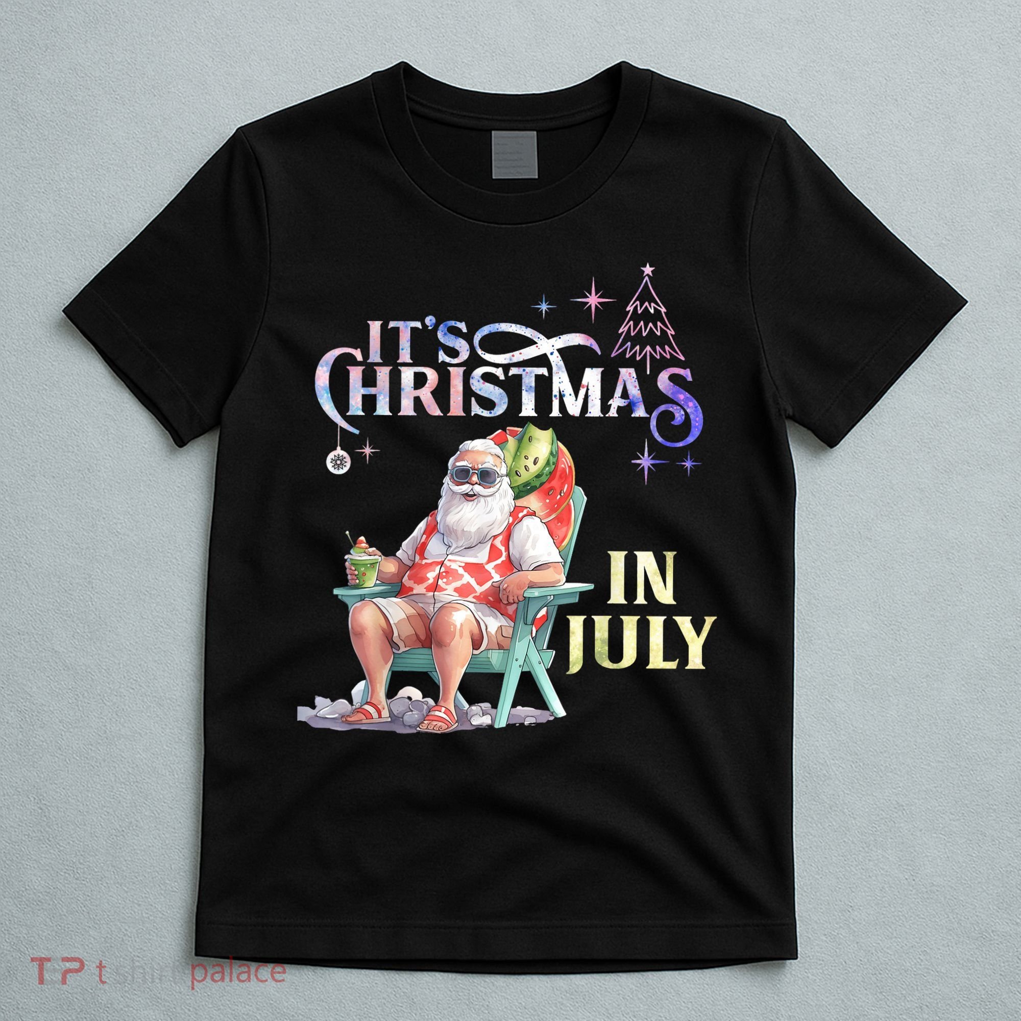 Christmas In July Santa Beach Summer Float Xmas Funny Christmas In July Shirts T-Shirt
