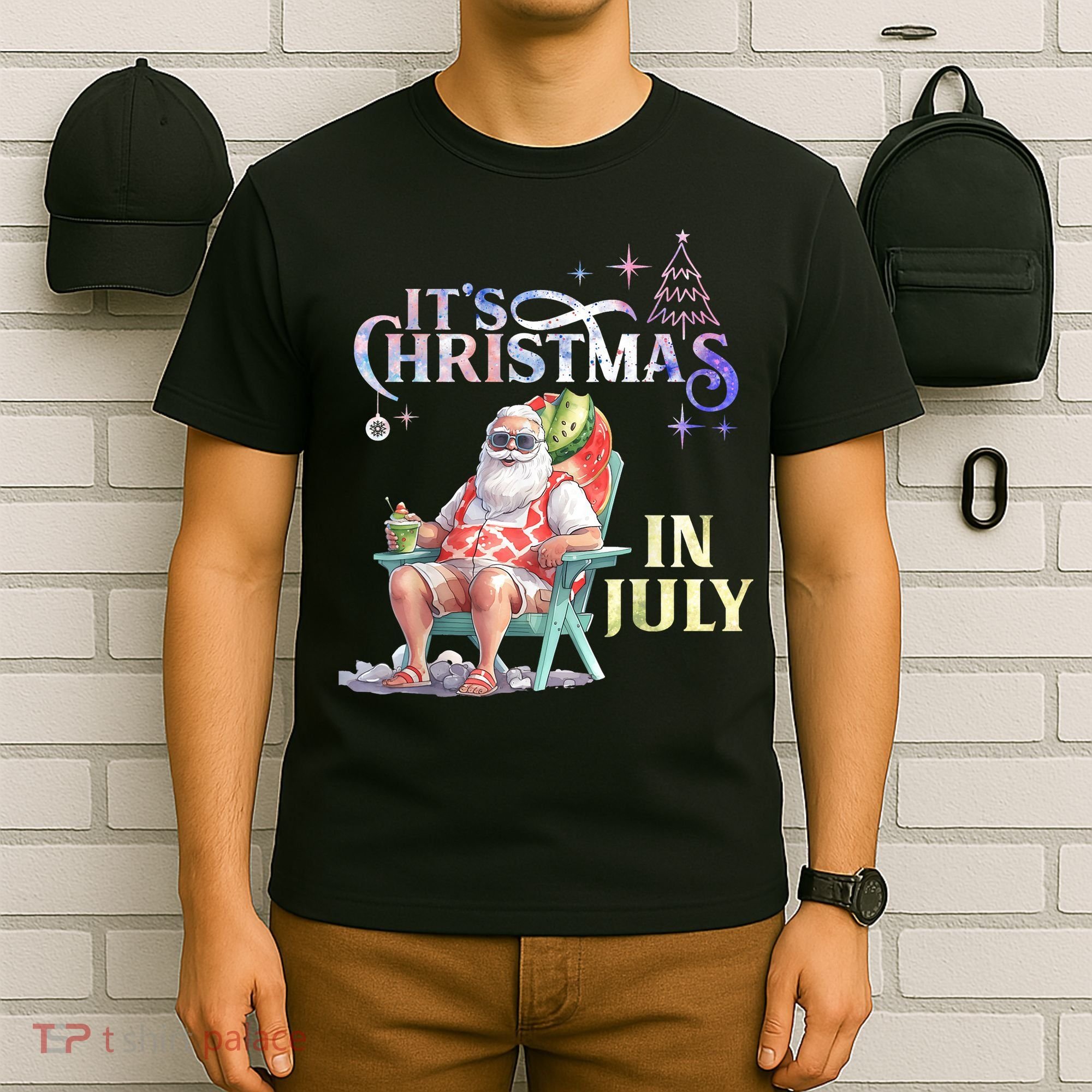 Christmas In July Santa Beach Summer Float Xmas Funny Christmas In July Shirts T-Shirt