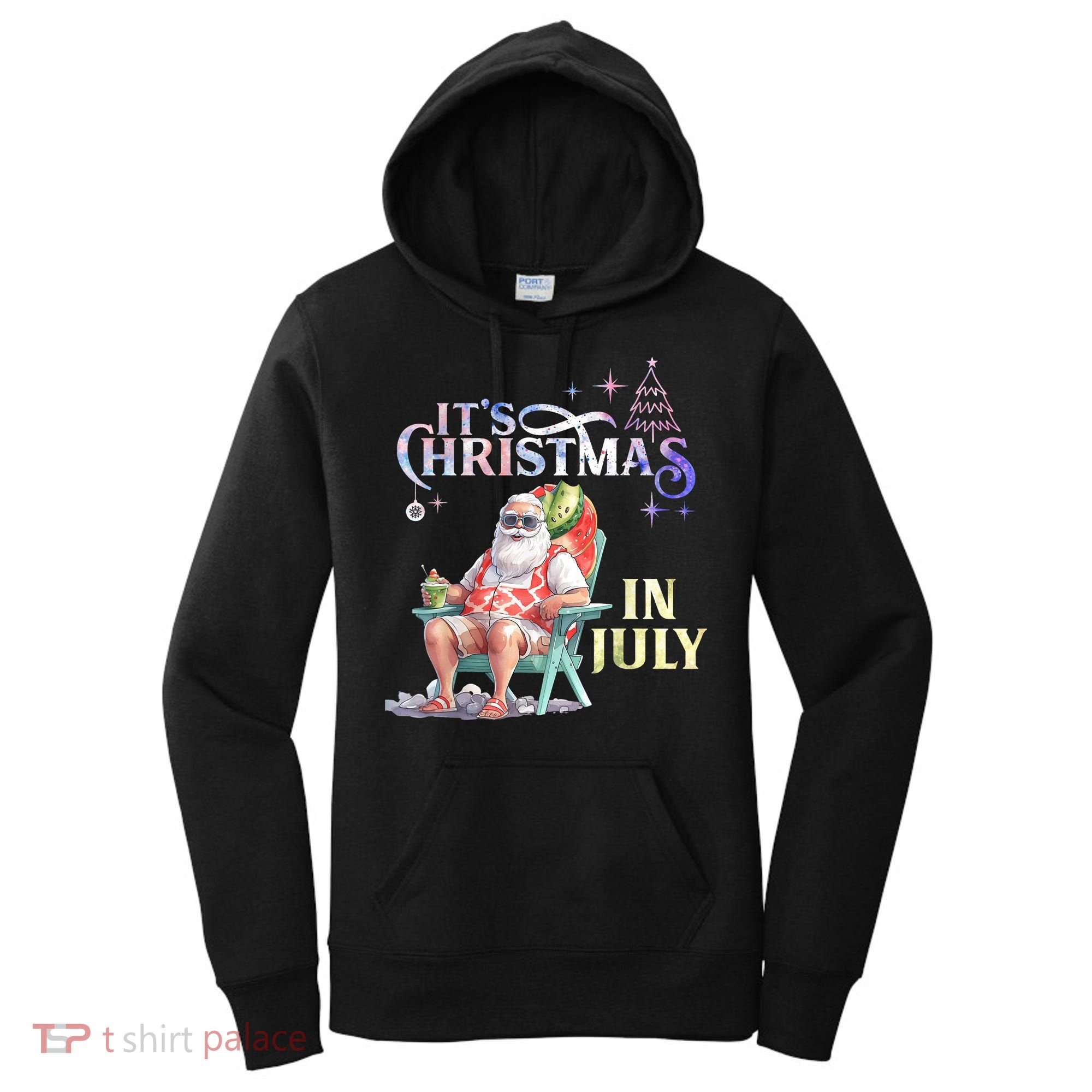 Christmas In July Santa Beach Summer Float Xmas Funny Christmas In July Shirts Women's Hoodie