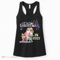 Christmas In July Santa Beach Summer Float Xmas Funny Christmas In July Shirts Women's Tank Top thumb 0
