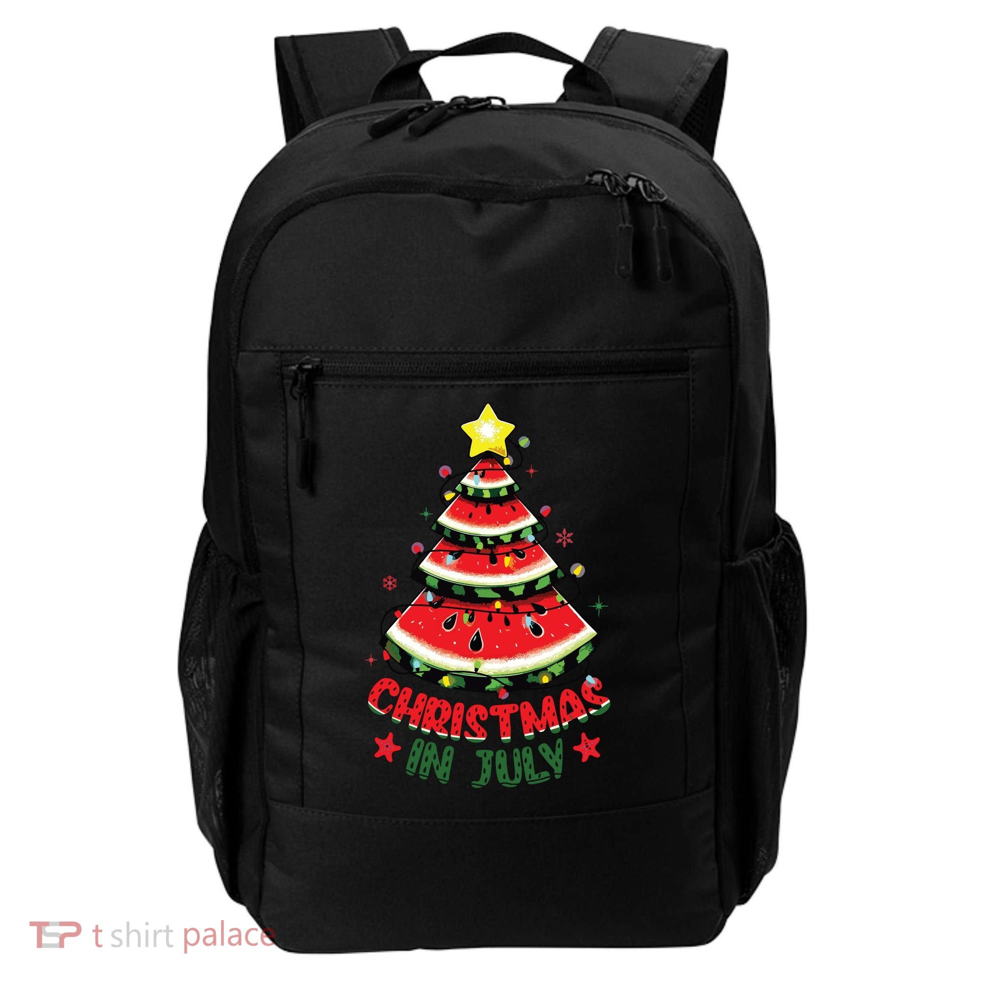 Christmas In July Shirts Watermelon Xmas Tree Backpack