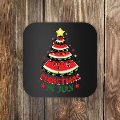 Christmas In July Shirts Watermelon Xmas Tree Coaster