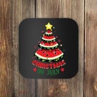 Christmas In July Shirts Watermelon Xmas Tree Coaster thumb 0