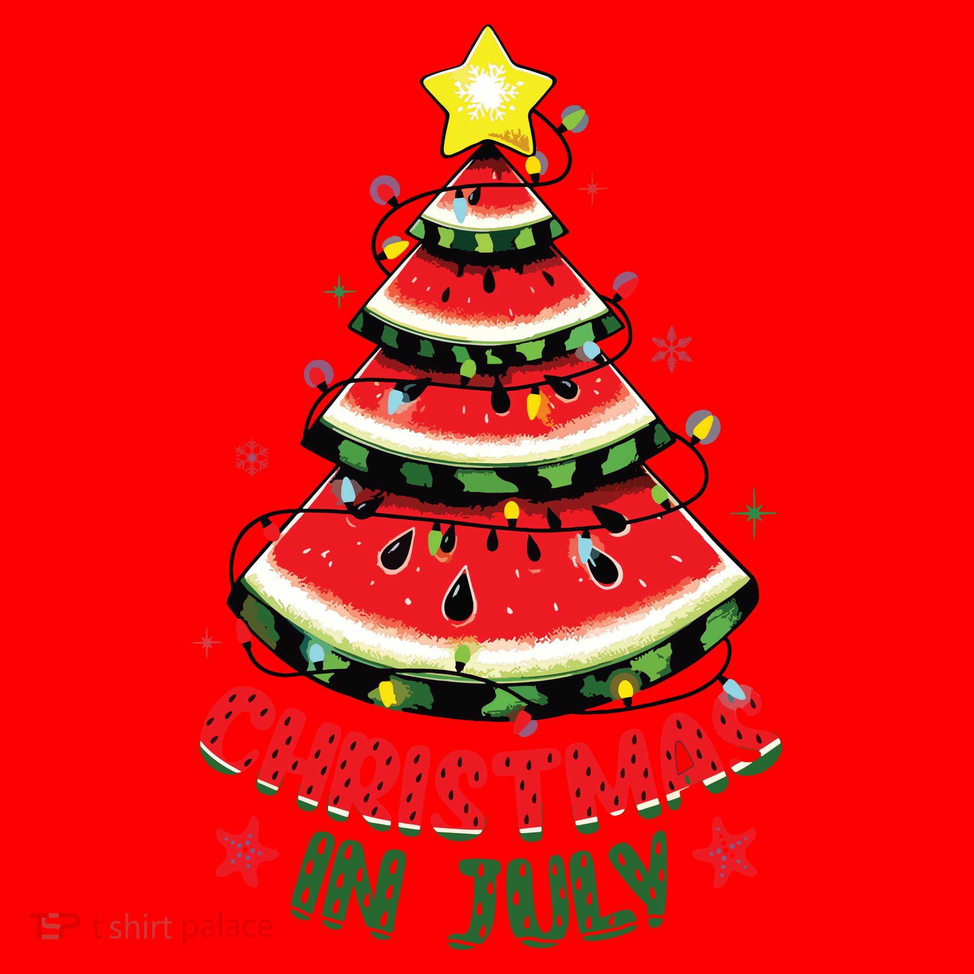 Christmas In July Shirts Watermelon Xmas Tree Santa Hat