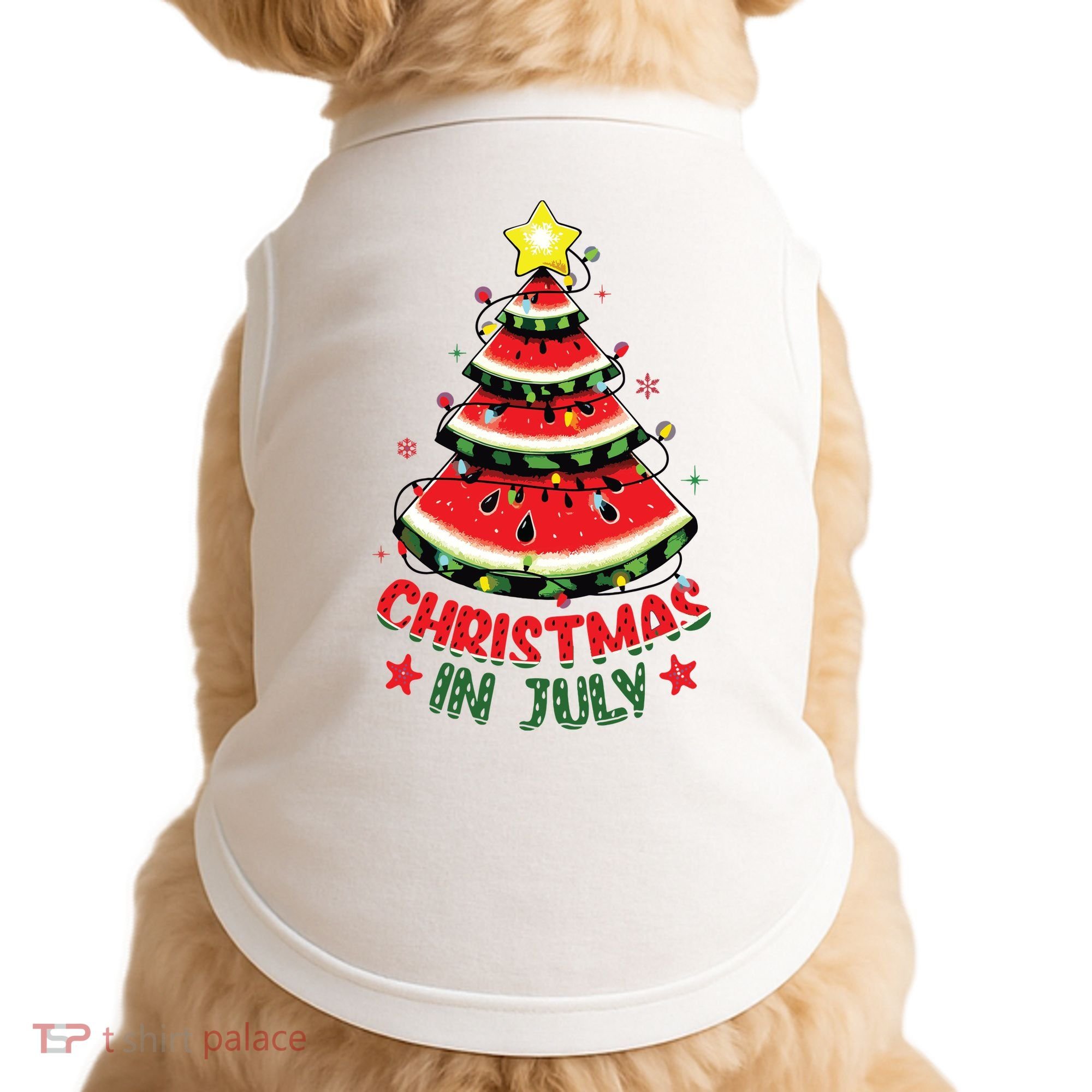 Christmas In July Shirts Watermelon Xmas Tree Doggie Tank