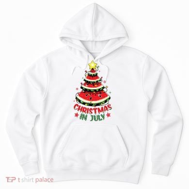 Christmas In July Shirts Watermelon Xmas Tree Hoodie