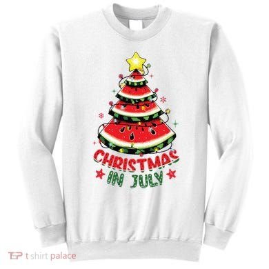 Christmas In July Shirts Watermelon Xmas Tree Sweatshirt